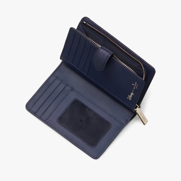 Disney x KATE SPADE NY LADY & THE TRAMP Medium Bifold Wallet Navy KH618 NWT - Picture 2 of 4